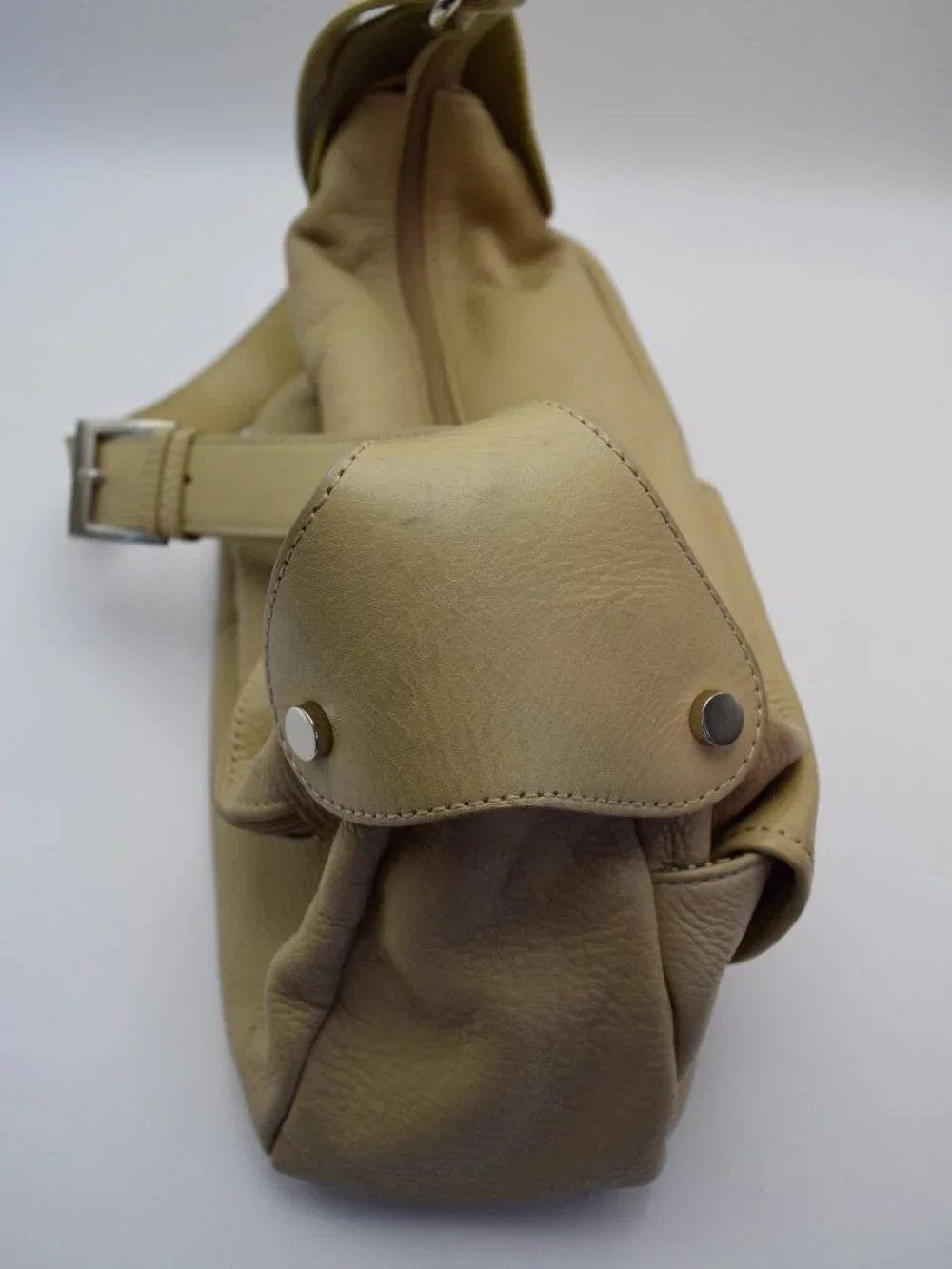 Maxx New York Beige Pebbled Leather Hobo Shoulder Bag Adjustable Strap Dust Bag